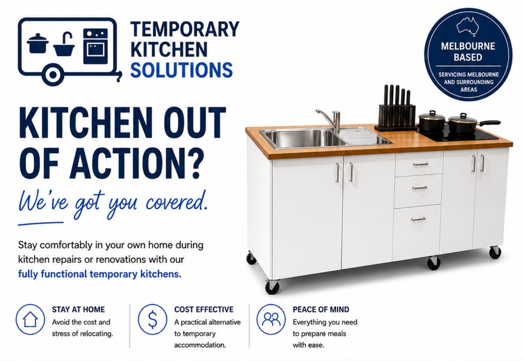 Kitchen out of action? We've got you covered. Stay comfortably at home with a fully functional temporary kitchen.